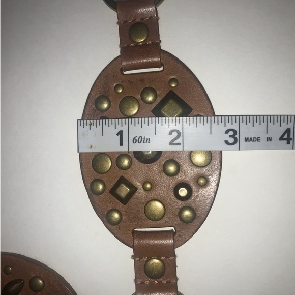 Calvin Klein Woman’s Belt Vintage Medallion Faux Leather Metal Links Studded OS